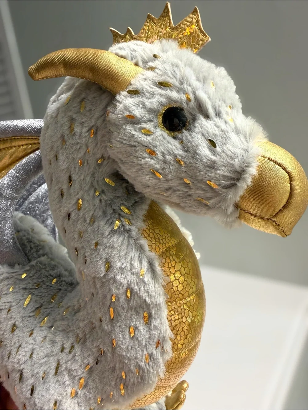 Douglas Midas Gold Fleck Dragon Plush 22” Gray Gold Fantasy Stuffed Animal